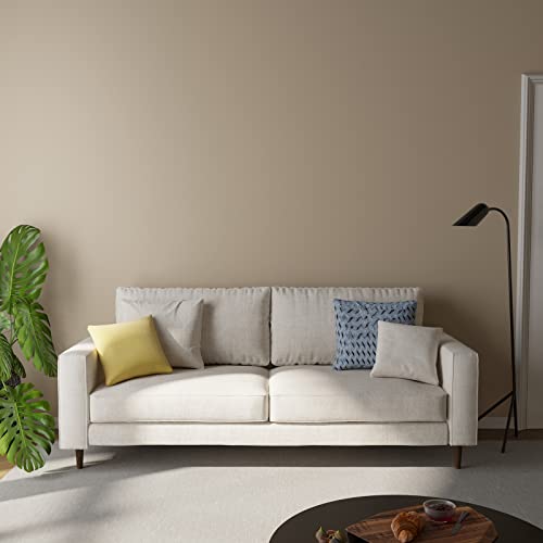 LEISLAND Modern Sofa Fabric Loveseats for Small Spaces, Mid-Century Loveseat Couch with Solid Wood, Living Room Furniture with Simple Style, Easy to Install(Beige)