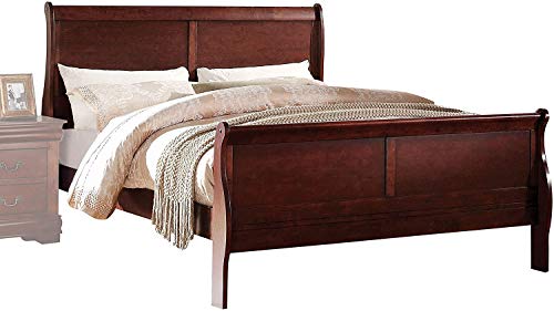 Queen Bed Frame, Harper&Bright Designs Solid Wooden Queen Size Platform Bed with Headboard & Footboard, Box Spring Required, Easy Assembly, Queen Size, Cherry