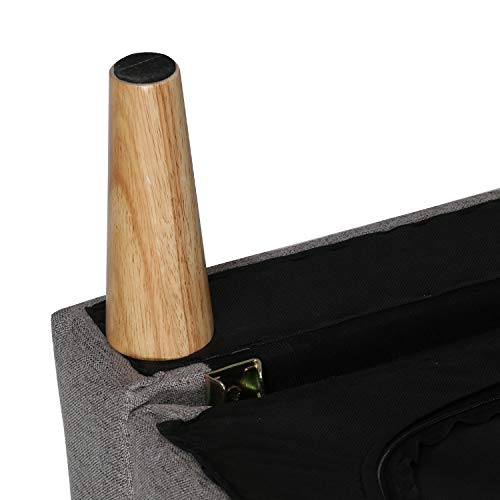 VECELO Modern Tufted Fabric Sofa with Armrest/Solid Wood Legs,Living Room Sets,Grey