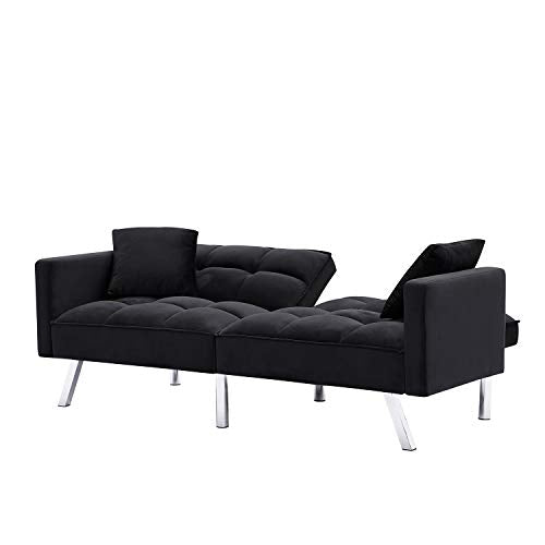 PovKeever Convertible Velvet Sofa,Modern Futon Sofa Bed Recliner Couch Accent Loveseat Sofa Home Living Room Furniture