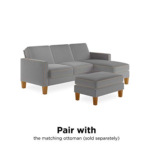 Novogratz DA036SEC Bowen Sectional Sofa with Contrast Welting, Gray