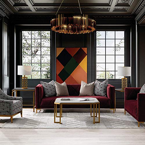 Acanva Velvet Living Room Small, Mid-Century Modern Sofas, 66”W Loveseat, Wine Red