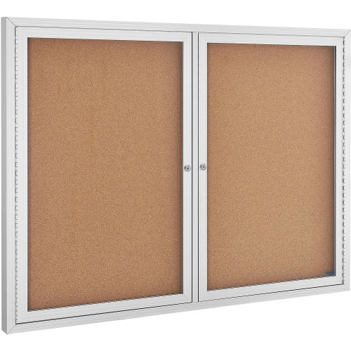 Enclosed Bulletin Board - Cork - Aluminum Frame - 48