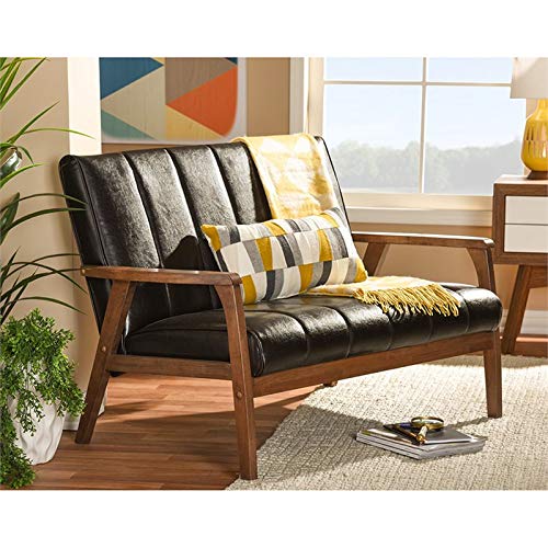 Home Square 2 Piece Living Room Set with Loveseat and Accent Chair in Dark Brown
