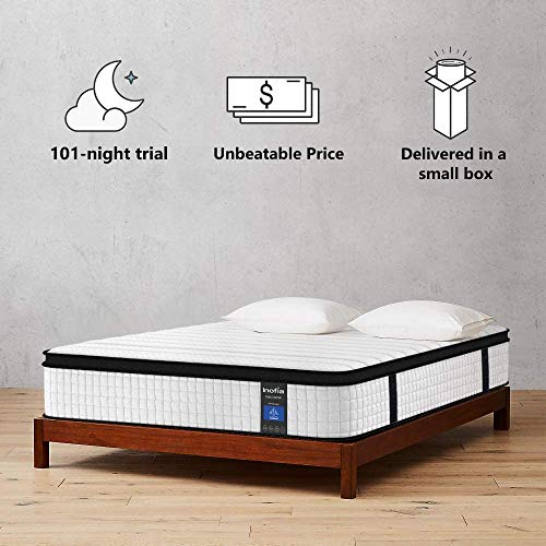 Inofia Twin Mattress, 12 Inch Hybrid Innerspring Single Mattress in a Box, Cool Bed with Breathable Soft Knitted Fabric Cover