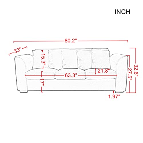 Sectional Sofa Set of 3 Comfortable Couches for Living Room Office Bedroom Mid Century Modern 3 Piece Home Furniture Soft Loveseat for Apartment Small Spaces (Dark Grey, Sofa)