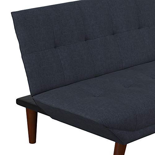 DHP Adley Small Space Modern Convertible Sofa Bed Linen Futon, Navy Blue