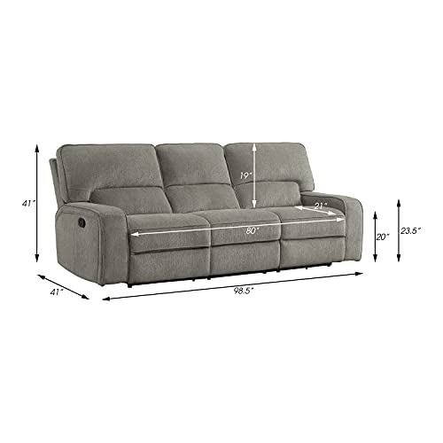 Lexicon Atherton Chenille Fabric Double Manual Reclining Sofa, 98.5