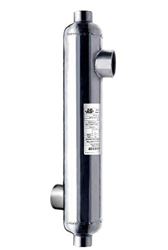 AB Pool Heat Exchanger 210kBtu Stainless Steel 316L Opposite Ports 1 1/2
