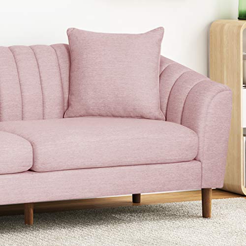 Christopher Knight Home Susan Fabric 3 Seater Sofa, Light Blush + Dark Brown