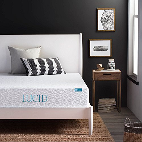 LUCID 10 Inch Gel Infused Memory Foam Mattress - Medium Plush Feel - CertiPUR-US Certified - 10 Year U.S. Warranty - Queen