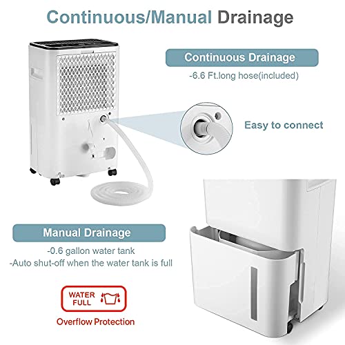 HOGARLABS 3500 Sq Ft 50 Pint Dehumidifier for Home Basements Bathroom Bedroom, Dehumidifier with Drain Hose for Medium to Large Room, Intelligent Humidity Control Dehumidifier with Laundry Dry