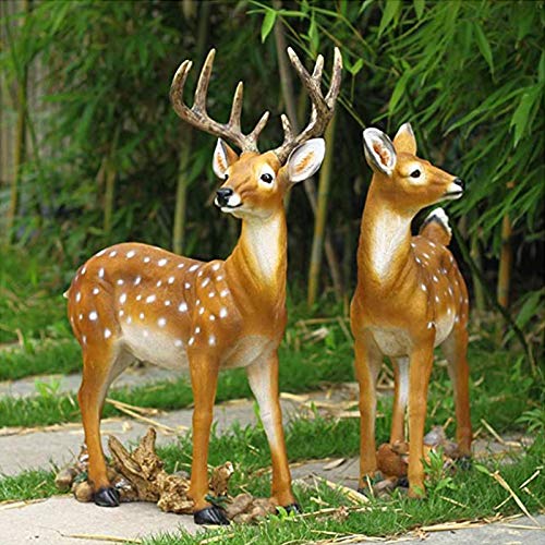 WJK Sika Deer Wildlife Sculpture, Outdoor Garden Crafts, Decorative Lawn Statue Decoration