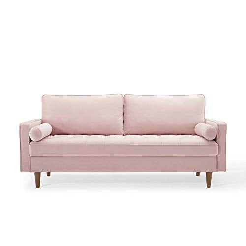 Modway Valour Velvet Sofa in Pink