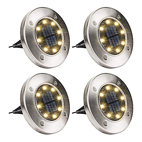 CHENXU Solar Lighting Outdoor Garden Lights Solar Garden Lights Outdoor Landscape Ground Lights, 4 Pack 12 LED Super Bright Solar Powered Disk Spot Lights IP65 Waterproof Lawn Path Yard