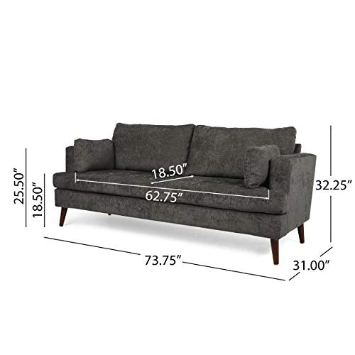Christopher Knight Home Randolph Contemporary 3 Seater Fabric Sofa, Dark Charcoal + Espresso