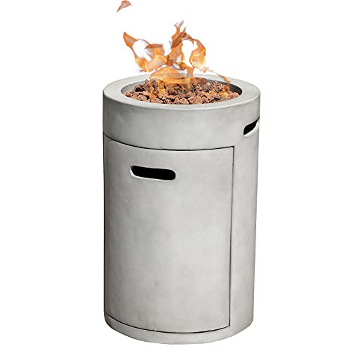 SUNSITT Outdoor Propane Fire Pit 16'' Round Patio Gas Fire Pit Table with Waterproof Cover Backyard Patio Garden Fire Pit, Grey Finish