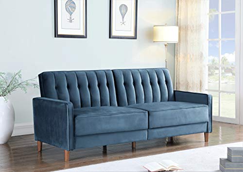 Container Furniture Direct Anastasia Mid Century Modern Velvet Uphostered Tufted Convertible Sleeper Sofa, 81