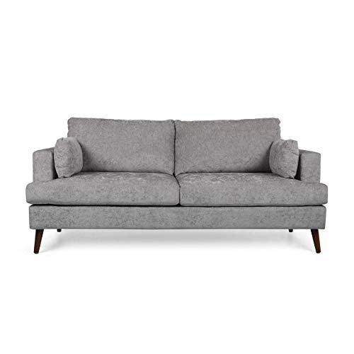 Christopher Knight Home Randolph Contemporary 3 Seater Fabric Sofa, Light Gray + Espresso