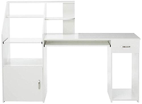 PovKeever Harper Bright Designs Multi-Functions Computer Desk with Cabinet (White)