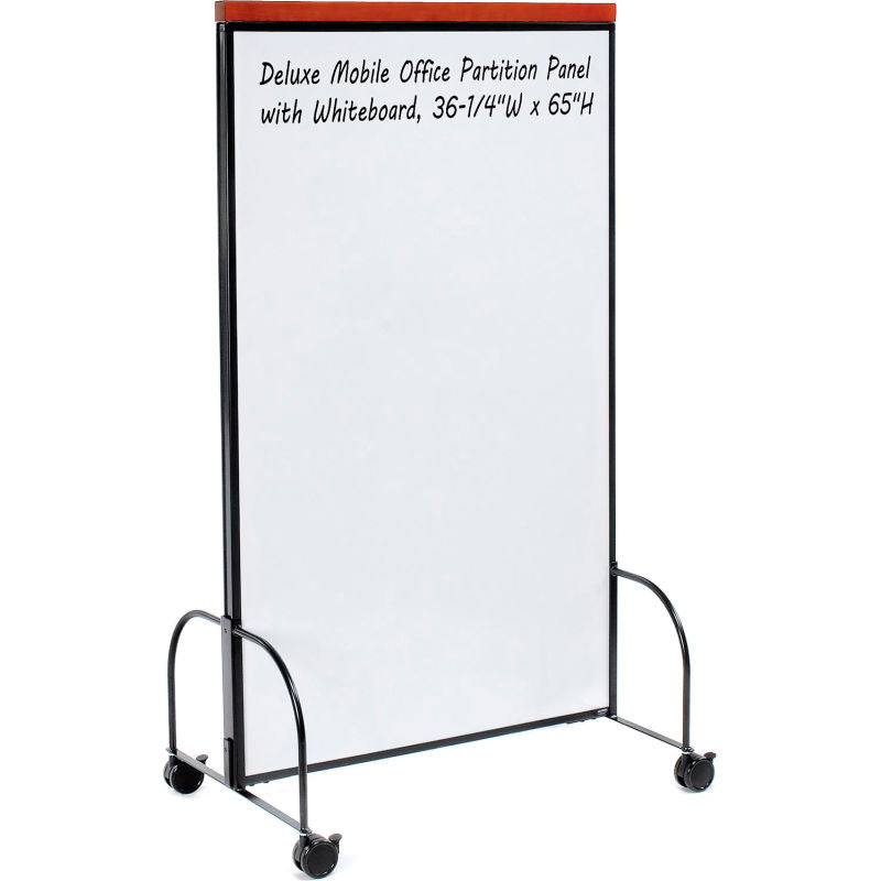 Interion® Deluxe Mobile Office Partition Panel With 2-Sided Whiteboard, 36-1/4