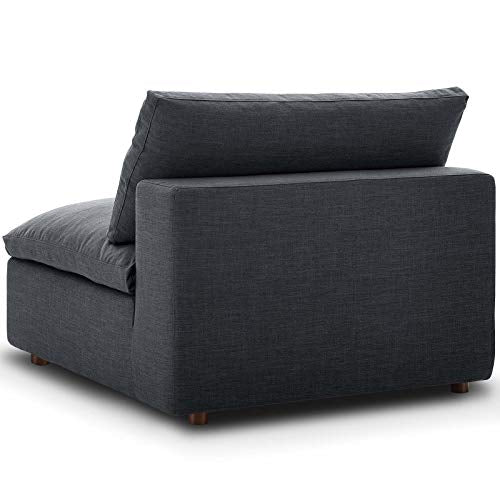 Modway Commix Down-Filled Overstuffed Upholstered Sectional Sofa Armless Chair in Gray