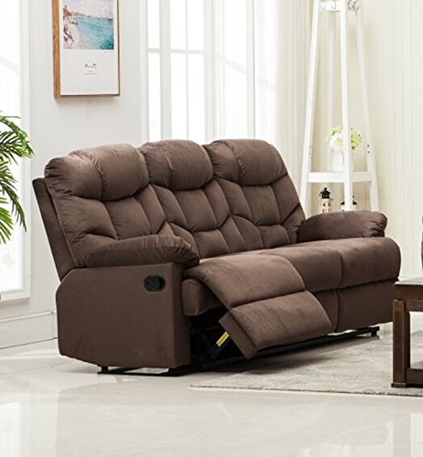 Container Furniture Direct Albert Velvet Upholstered Gliding Reclining Sofa, 79.5