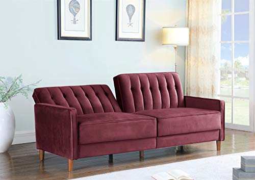 Container Furniture Direct Grattan Mid Century Velvet Uphostered Convertible Sofa Bed, Purple