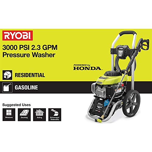 RYOBI RY803001-EP 3000 PSI 2.3-GPM Gas Pressure Washer & Extension Pole with Brush