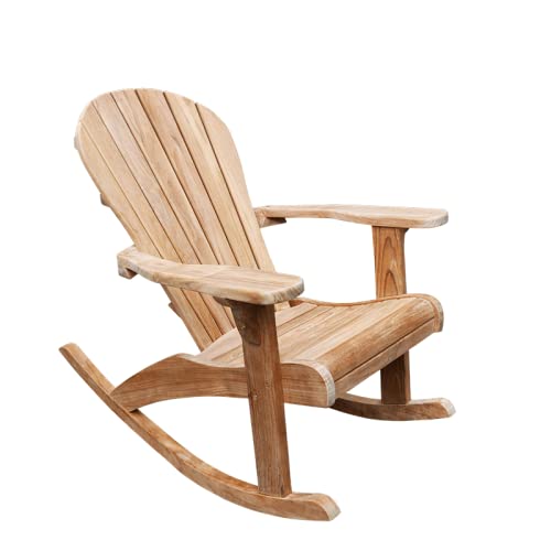 TITAN GREAT OUTDOORS Grade A Teak Adirondack Rocking Chair Indoor Outdoor Patio Solid Wood
