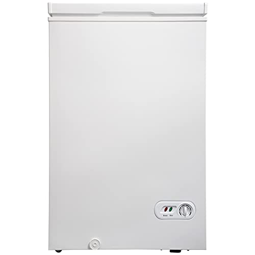 TIMOSS Chest Freezer 3.5 cu.ft with Removable Storage Basket Top Open Door Freezing Machine for Home and Kitchen/Dorm/Bar/Office, 7 Adjustable Temperature Settings