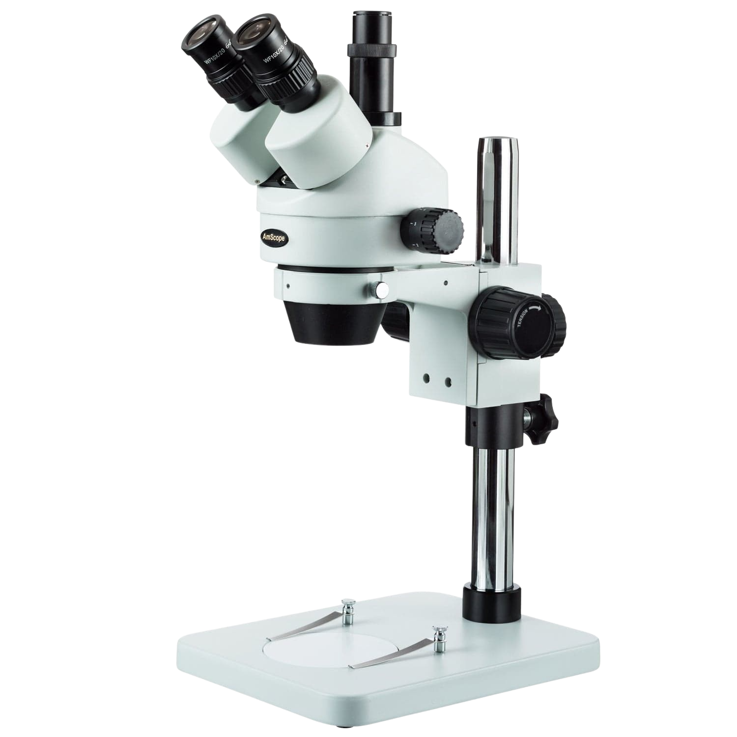 Amscope SM-1TS-V203 7X - 45X Zoom Trinocular Stereo Microscope with Table Pillar Stand New