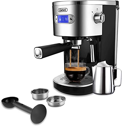 Gevi Espresso Machines 20 Bar Fast Heating Automatic Cappuccino Coffee Maker with Foaming Milk Frother Wand for Espresso, 1.2L Removable Water Tank, Double Temperature Control System 1350W