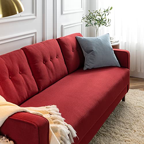 ZINUS Mikhail Sofa Couch / Ruby Red Sofa / Button Tufted Cushions / Easy, Tool-Free Assembly