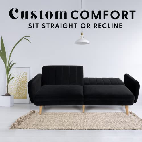 Milliard Futon Sofa Bed, Sleeper Sofa Couch, Black Velvet