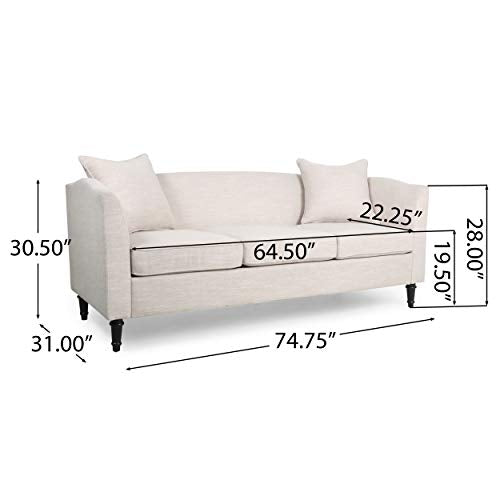 Christopher Knight Home Austell 3 Seater Sofa, Beige + Dark Brown