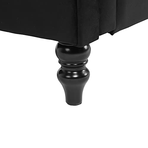 66'' Velvet Upholstered Living Room Tufted Loveseat/Couch with Roll Arms and 2 Toss Pillows, Black