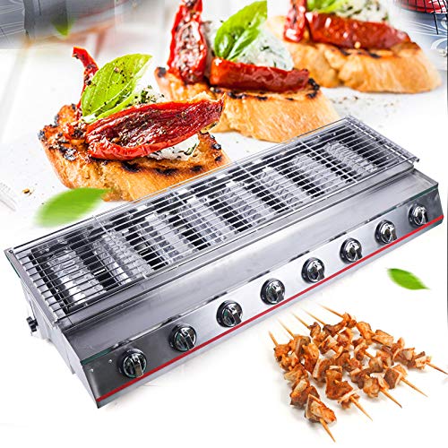 40'' Tabletop Grill Commercial LPG Gas BBQ Grill w/ 8 Burners Portable Gas Barbecues Griddle w/ 8 Independent Switches Gas Grill Griddle for Parties, Backyard barbeques, Camping or Picnicking