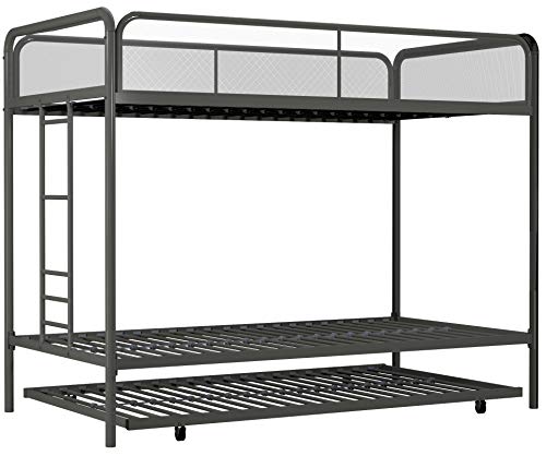 DHP Triple Metal Bunk Bed Frame, Gray, Twin