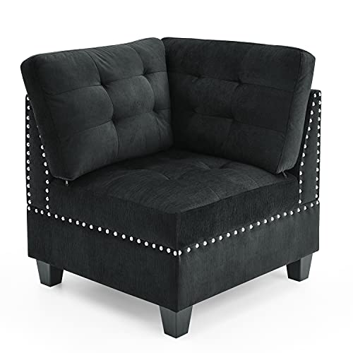 Melpomene U Shape Sectional Sofa DIY Sofa Combination (Black, Corner)