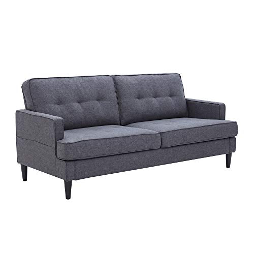 DEINPPA Modern Loveseat Sofa Couch with Linen Upholstery and Wood Legs for Compact Living Space Apartment Dorm (Gray, Loveseat)