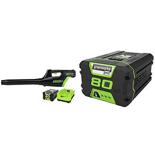 Greenworks Pro 80V Cordless Brushless Axial Blower, 2.0Ah Battery and Rapid Charger Included & PRO 80V 2.0 AH Lithium Ion Battery GBA80200