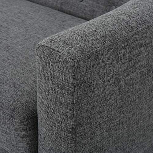 Althea Button Back Mid Century Fabric Modern Loveseat (Grey)