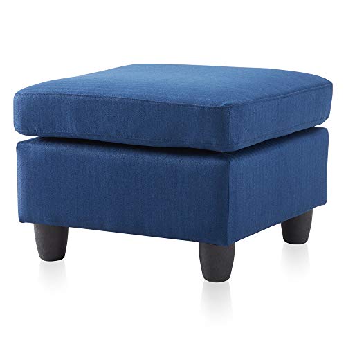 BELLEZE 3 Piece Convertible Sectional Sofa, Upholstered Linen L Shaped Couch with Modular Chaise Lounge, Loveseat and Ottoman, Small Space - Altera (Navy Blue)