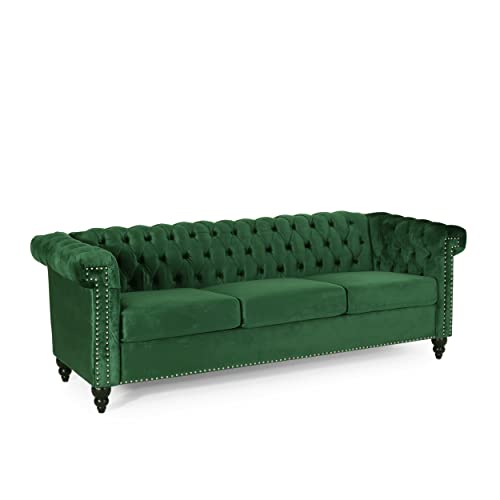 Christopher Knight Home Parkhurst Sofas, Emerald + Dark Brown
