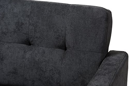 Baxton Studio Carmena Loveseat, Dark Grey