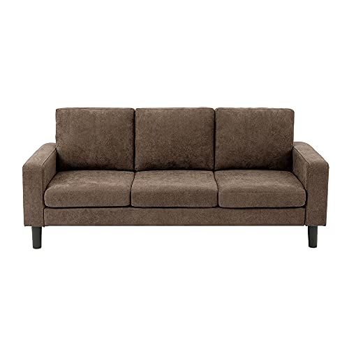 Modern Living Room Sofa Couch 2 Pieces Set, Single Seat Sofa Chair + 3 Seater Sofa Couch (Brown)