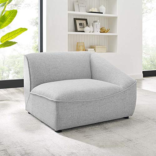 Modway Comprise Compromise Fabric Upholstered Right-Arm Sectional Sofa Chair in Light Gray