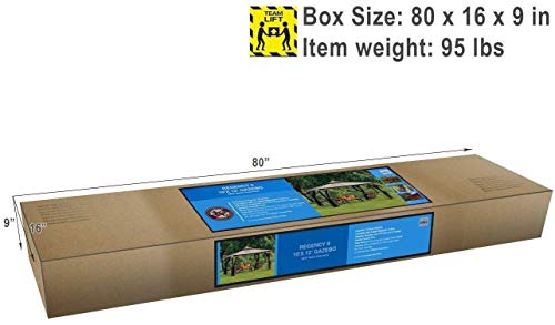 Sunjoy L-GZ798PST-E-A New Regency III Gazebo 10' x 12' with Mosquito Netting, Brown