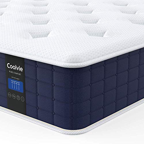 Twin XL Mattress, Coolvie 10 Inch Twin XL Size Hybrid Mattress, Individual Pocket Springs with Memory Foam, Bed in in a Box, Cooler Sleep with Pressure Relief and Support